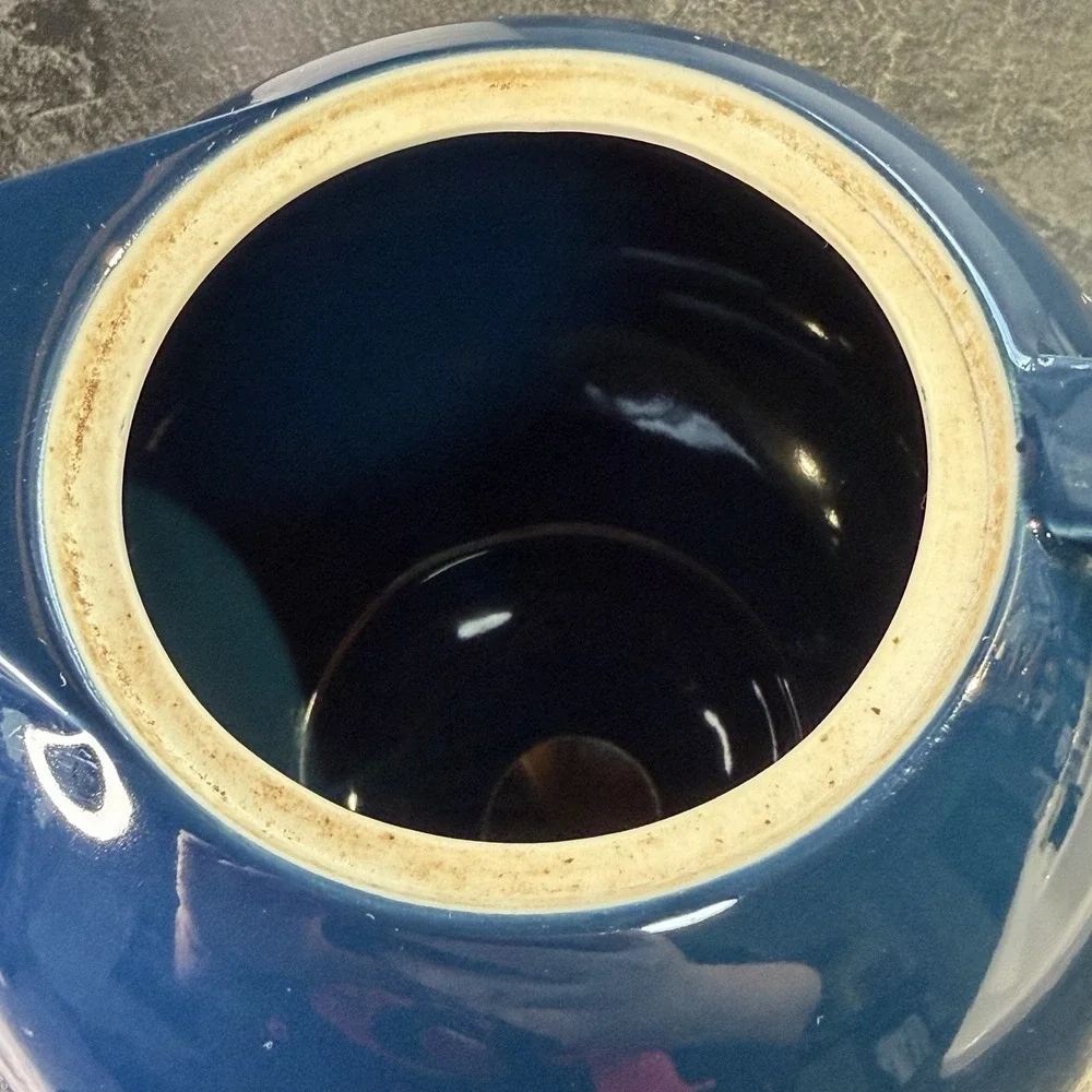 Vintage Sasaki Colorstone Navy Blue‎ Teapot Japan 40 oz Stoneware VHTF